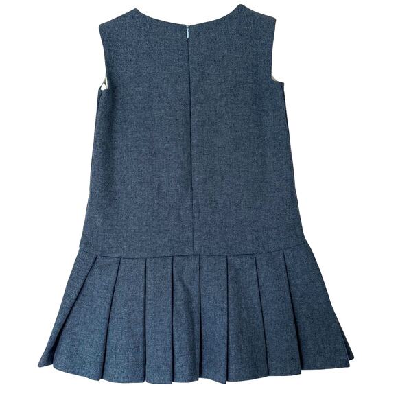 Oscar Dela Renta Pinafore Dress 100% Wool Sz 10Y Pleated Jumper Girl Twee Preppy - Picture 2 of 9
